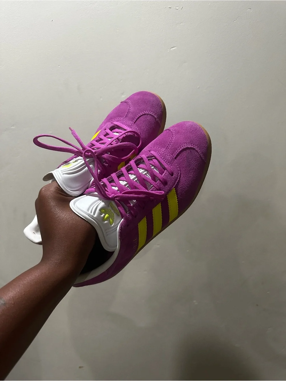 adidas Gazelle Suede Sneaker - Purple with Yellow Stripes